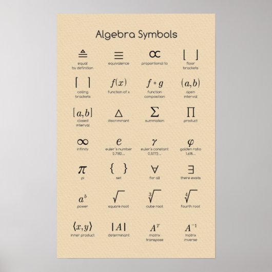 Algebra Symbols Poster (Vorne)