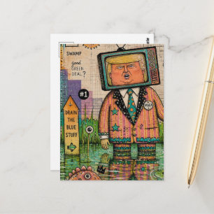 Algen Antitrump Mixed Media Lustige Collage Postkarte