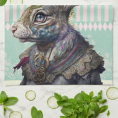 Algen im Wunderland Weiße Kaninchenfarbe Geschirrtuch (Gefaltet)