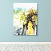 Algen und verschwindender Strand unter dem Regen Leinwanddruck (Insitu (Holzboden))