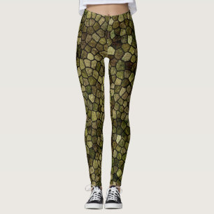 Algen und Wacholder gepflastertes Patchwork Terraz Leggings