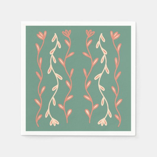 Algendesign in Grün und Rosa Serviette (Vorderseite)