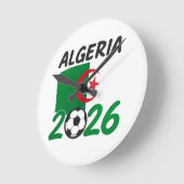 Algeria 2026 Soccer Fan Design with Crescent Star Runde Wanduhr (Winkel)
