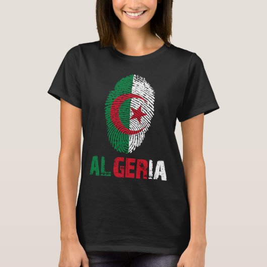 ALGERIA Finger Print Flag I Liebe Algerien T-Shirt (Vorderseite)