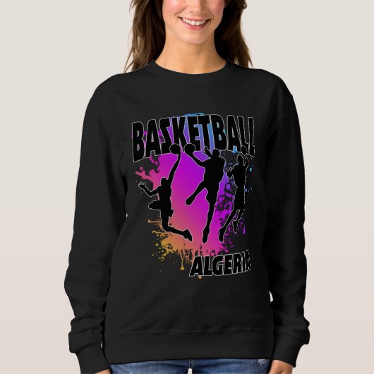 Algeria Flag  Love Playing Basketball Sweatshirt (Vorderseite)