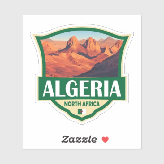 Algeria Illustration Retro Abzeichen Aufkleber (Blatt)