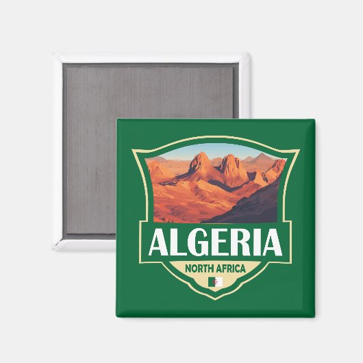 Algeria Illustration Retro Abzeichen Magnet (Vorderseite/Rückseite)