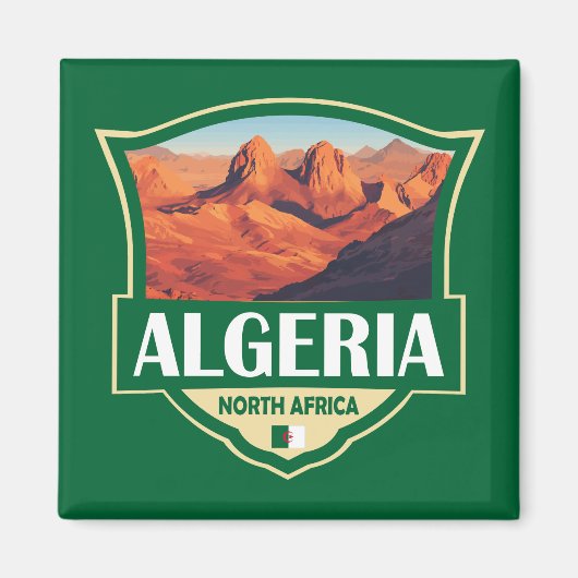 Algeria Illustration Retro Abzeichen Magnet (Vorne)