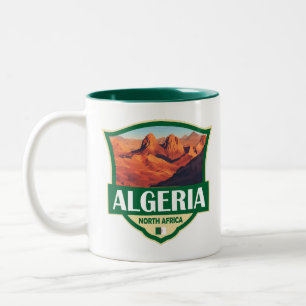 Algeria Illustration Retro Abzeichen Zweifarbige Tasse