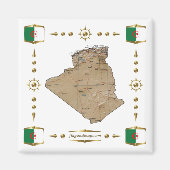 Algeria Map + Flags Magnet (Vorne)