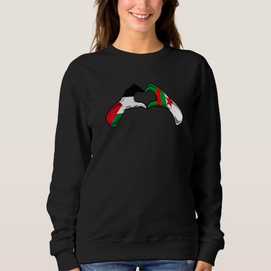 Algeria Palestine Flag Palestinian Algerian Heart Sweatshirt (Vorderseite)