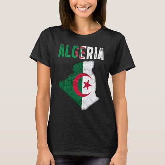 Algerian Algeria Country Map Flag T-Shirt (Vorderseite)