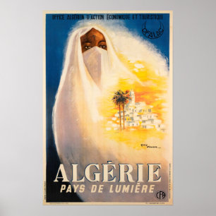 Algérie, pays de lumière, Nordafrika Vintag Poster