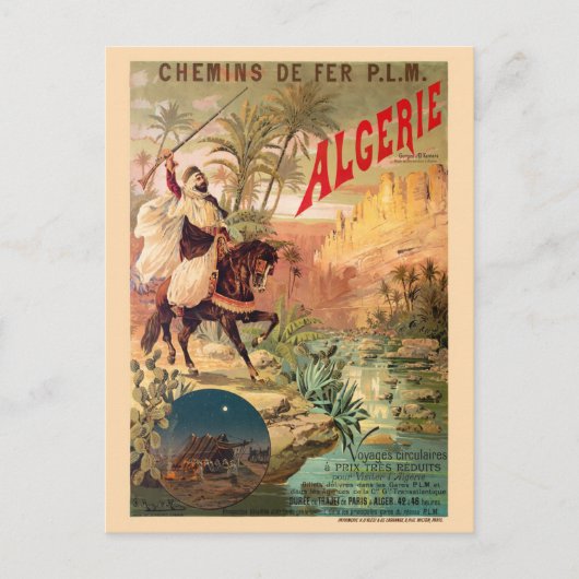 Algérie Vintag Railroad Poster 1891 Postkarte (Vorderseite)