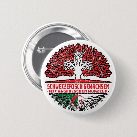 Algerien Algerisch Schweizer Baum Wurzel Button (Vorne & Hinten)