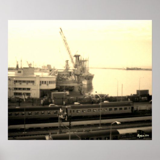 Algerien Algier Hafen Überblick Vintage Poster (Vorne)