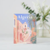Algerien Aquarellmalerei Postkarte (Stehend Vorderseite)
