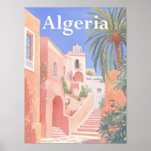 Algerien Aquarellmalerei Reise Poster
