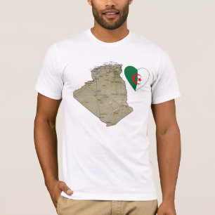 Algerien Flag Herz und Karte T - Shirt