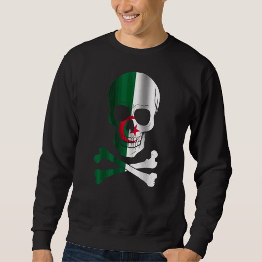 Algerien Flaggendesign Schädelflagge Algerien Sweatshirt (Vorderseite)