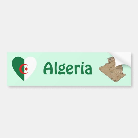 Algerien Flaggenherz + Karte Autoaufkleber (Vorne)