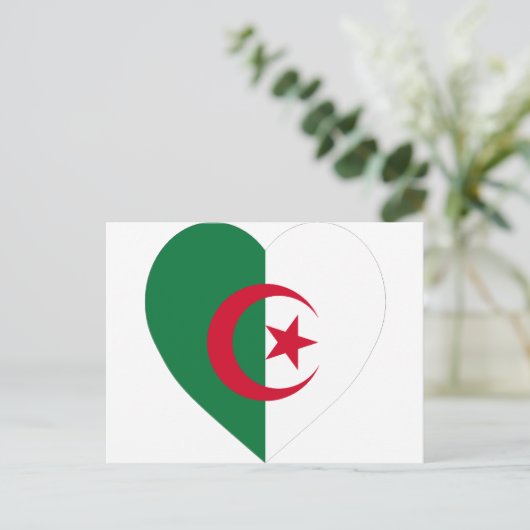 Algerien-Flaggenherz Postkarte (Stehend Vorderseite)