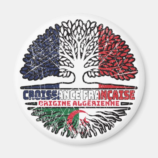 Algerien - Französisch-Französisch-Tree-Roots-Flag Magnet (Vorne)