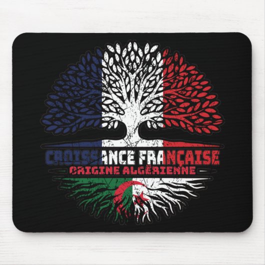 Algerien - Französisch-Französisch-Tree-Roots-Flag Mousepad (Vorne)