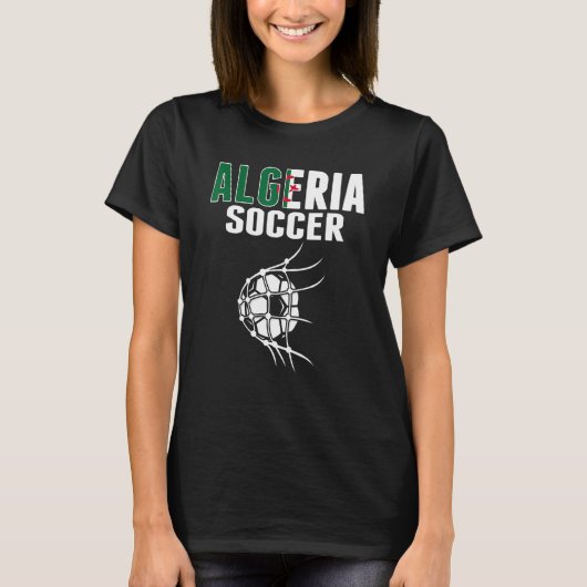 Algerien Fußball-Ball im Netz Algerischer Fußballs T-Shirt (Vorderseite)