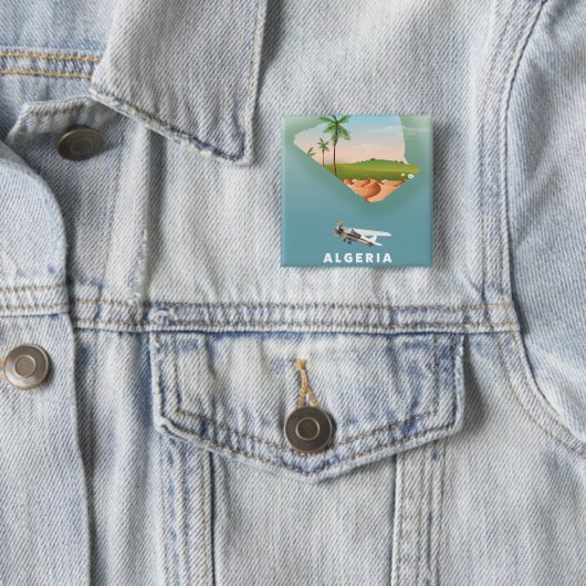 Algerien Illustriertes Reiseplakat drucken. Button (Beispiel)