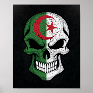 Algerien lächelt Schädelflagge Poster