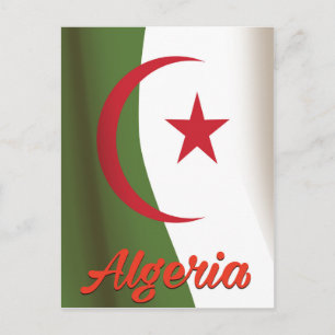 Algerien Nationalflagge Vintages Reiseplakat Postkarte