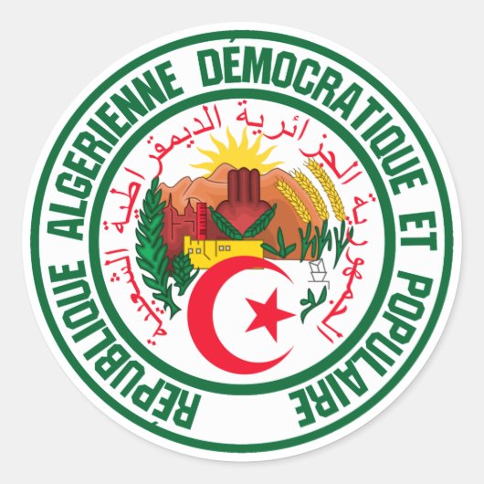 Algerien-RundEmblem Runder Aufkleber (Vorderseite)