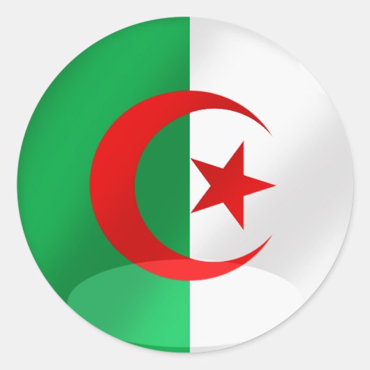 Algerien-Rundfahne mit chromähnlichen Reflexionen Runder Aufkleber (Vorderseite)