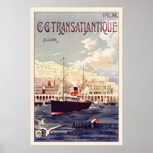 Algerien Tunesien Vintage-Reiseplakat - Gerahmt Poster