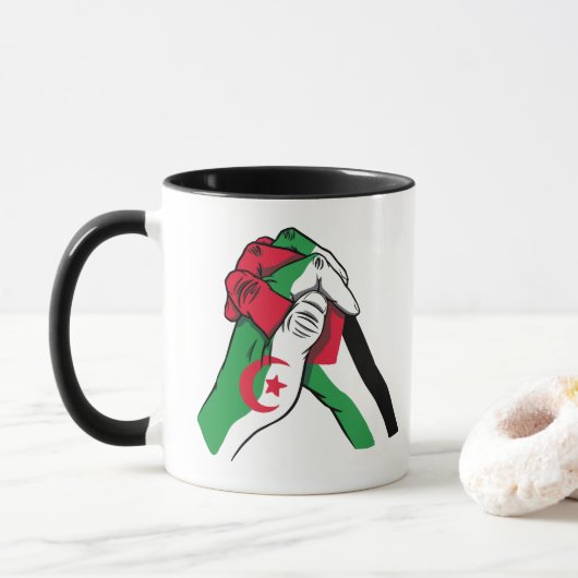ALGERIEN UND PALÄSTINENHÄNDE TASSE (Mit Donut)