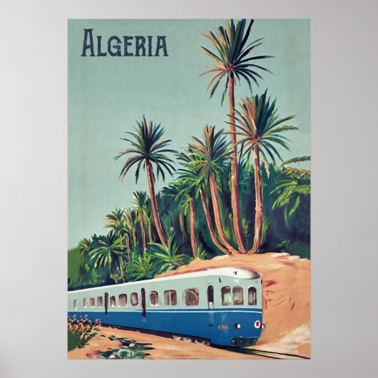 Algerien, Zug durch die Palmen Poster (Vorne)