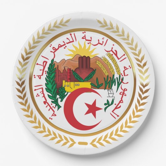 Algerienwappen Pappteller (Vorderseite)