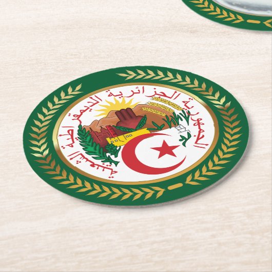 Algerienwappen Runder Pappuntersetzer (Angewinkelt)