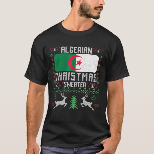 Algerische Flagge Algerischer Weihnachtssüßer T-Shirt (Vorderseite)
