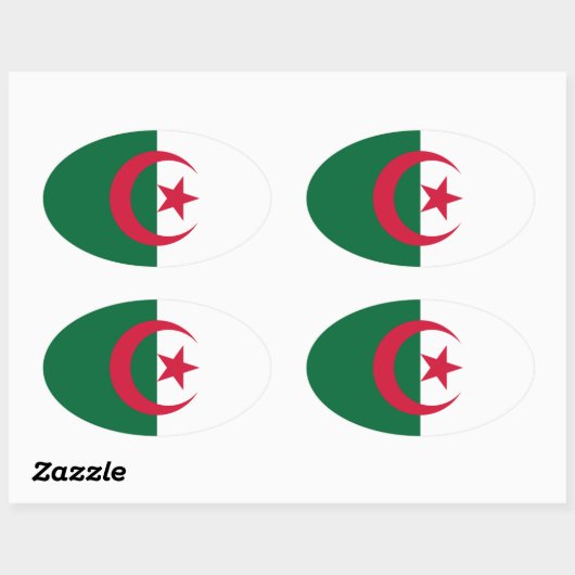 algerische Flagge Ovaler Aufkleber (Blatt)