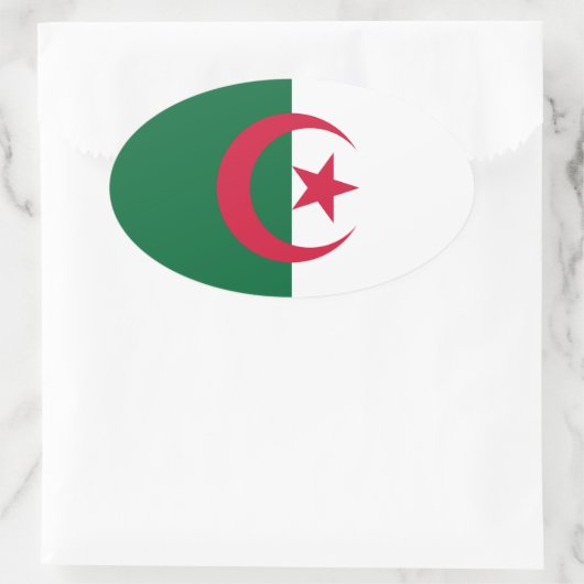 algerische Flagge Ovaler Aufkleber (Tasche)