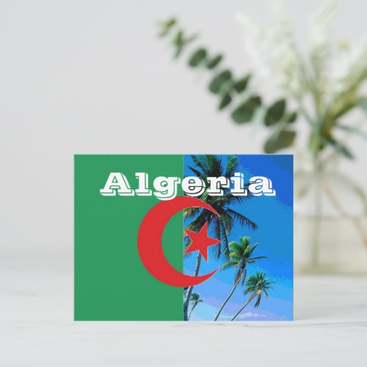 Algerische Flagge Postkarte (Stehend Vorderseite)