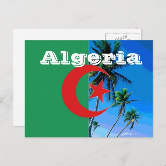 Algerische Flagge Postkarte (Vorne/Hinten)