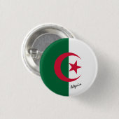 Algerischer Knopf, patriotische algerische Fahne-M Button (Vorne & Hinten)