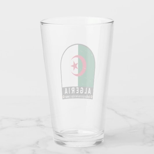 algerisches FlaggenEmblem beängstigend Vintag Glas (Rückseite)