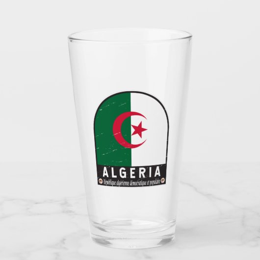 algerisches FlaggenEmblem beängstigend Vintag Glas (Vorderseite)