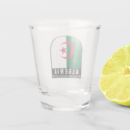 algerisches FlaggenEmblem beängstigend Vintag Schnapsglas (Rückseite)