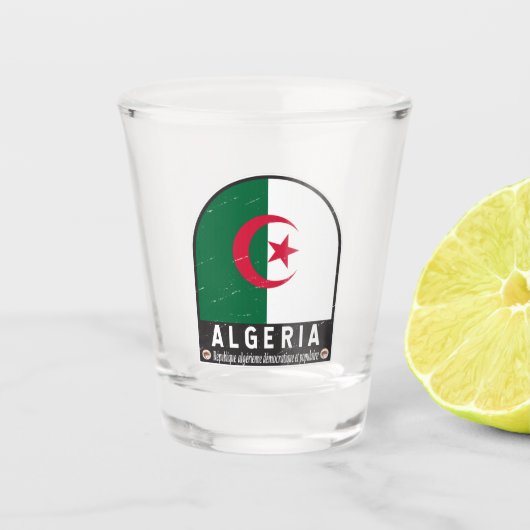 algerisches FlaggenEmblem beängstigend Vintag Schnapsglas (Vorderseite)