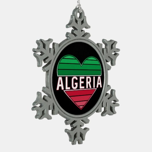 Algerisches Herz, I Liebe Algerien Schneeflocken Zinn-Ornament (Links)